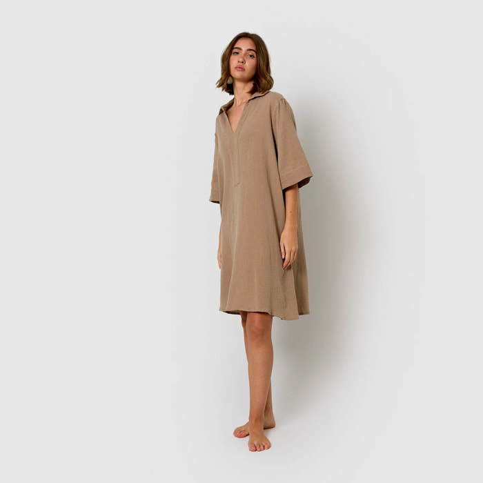 Vestido corto muselina cuerda
