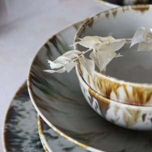 Lot de 6 coupelles abstraites en porcelaine beige 16cm MAKA