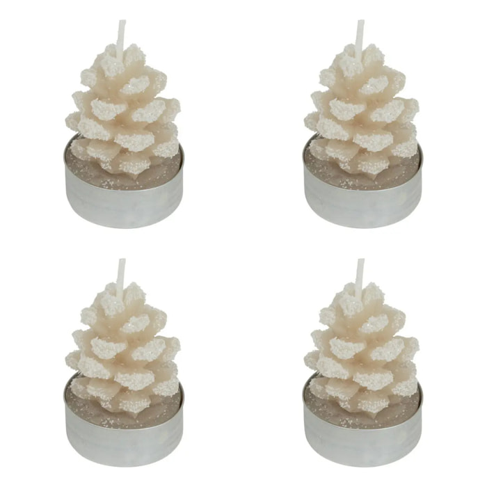 Lot de 4 bougies chauffe-plats 100g pomme de pain enneigée