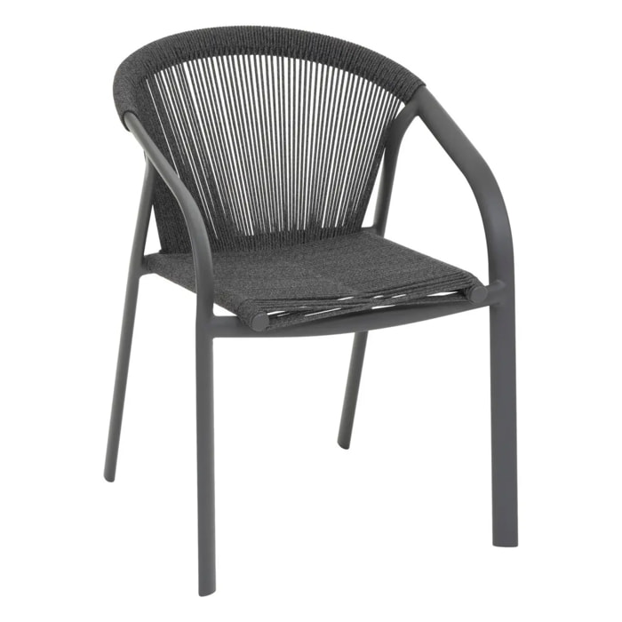 Fauteuil de jardin empilable "Riu" anthracite & graphite en aluminium traité en epoxy