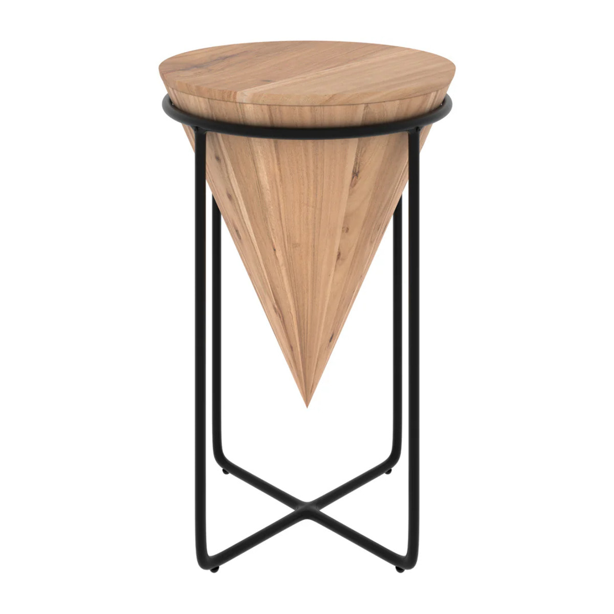 Grande sellette en bois d'accacia et métal D41 cm - Mafana