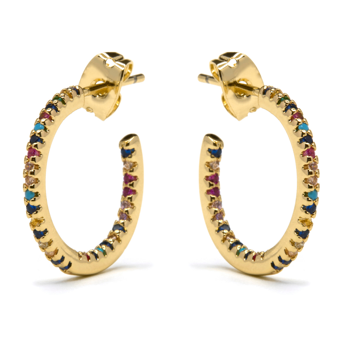 Pendientes con Circonita Multicolor acabado oro 18k