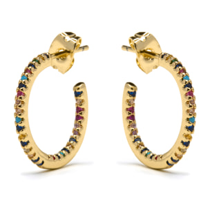 Pendientes con Circonita Multicolor acabado oro 18k