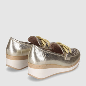 Zapatos de Piel - Oro - Tacón: 4 cm