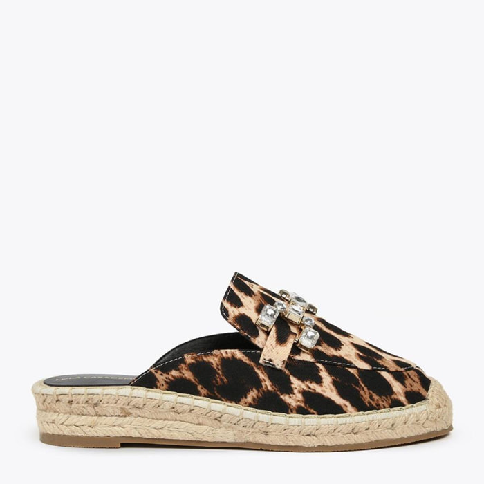 Espadrillas basse stampa animalier dettaglio strass