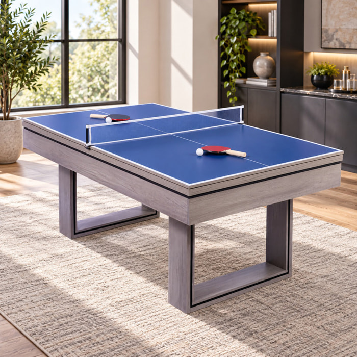 Table multi-jeux 3 en 1 billard et ping pong en bois gris ARIES