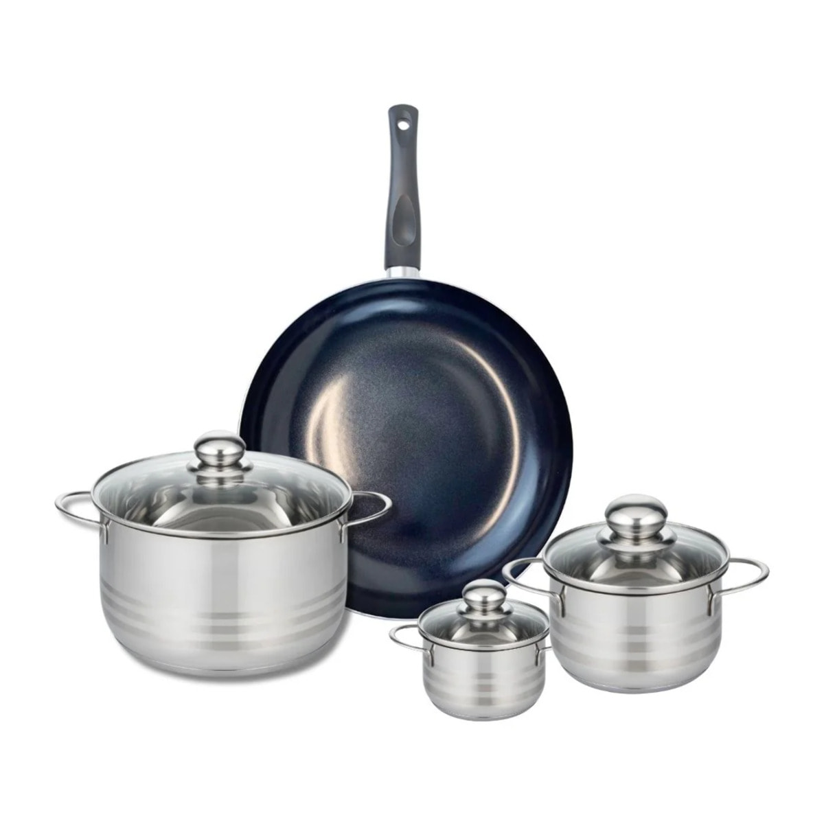 Ensemble de 1 Poêle de cuisson 32 cm et 3 faitouts 12, 16 et 24 cm Elo Prima Brillant