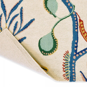 Tapis salon et chambre fait à la main en laine motif floral CHICDOUY