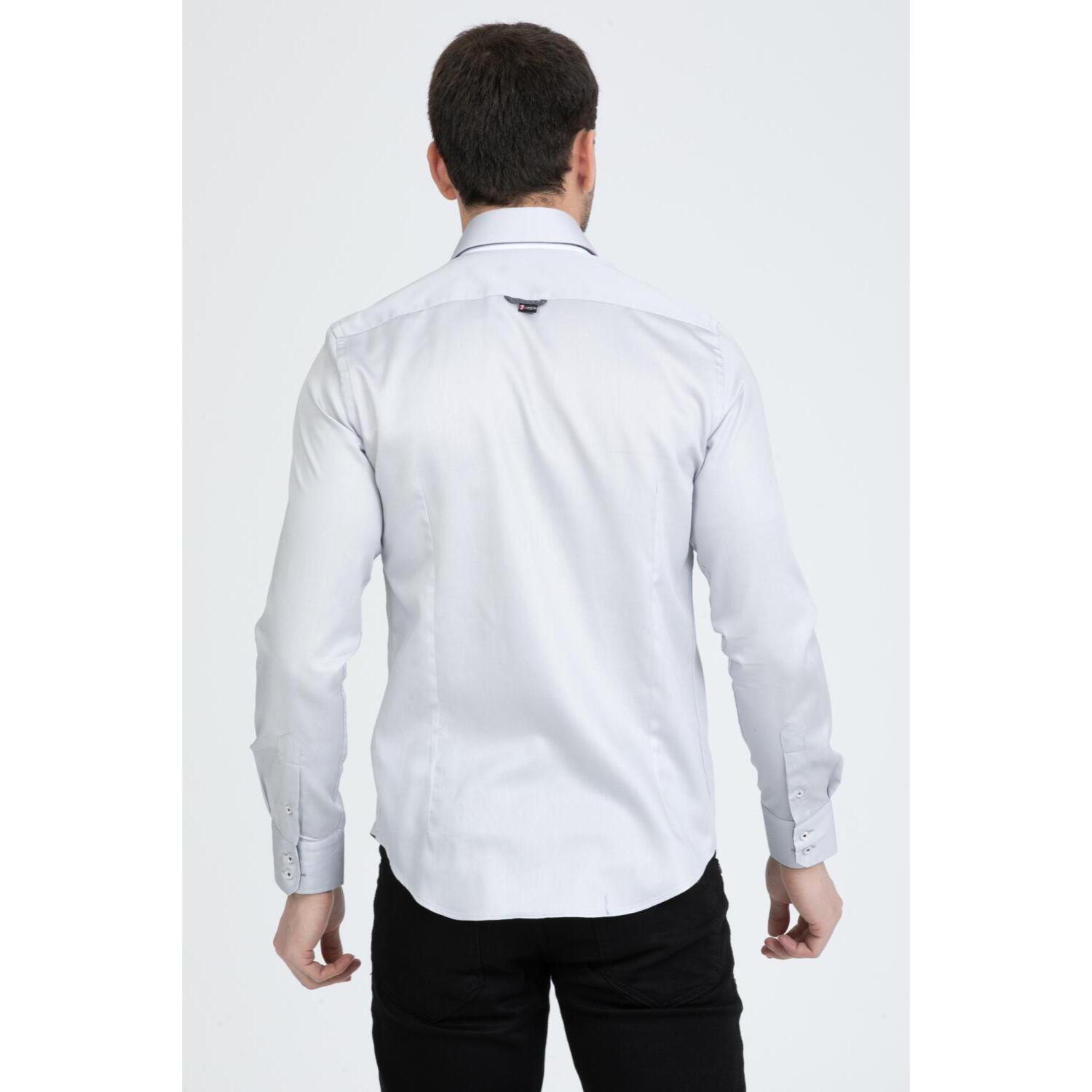 Camicia Uomo 2 Bottoni Button Down 7bottoni Doppio Coll Satin Unito Grigio