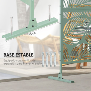 Biombo de Exterior Separador de Ambientes con 3 Piezas Patrón de Hoja Grande y Marco de Acero Pantalla de Privacidad para Patio Terraza Jardín 122x45x198 cm Verde