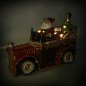 Babbo natale ceramica su macchina rossocm39x17h28