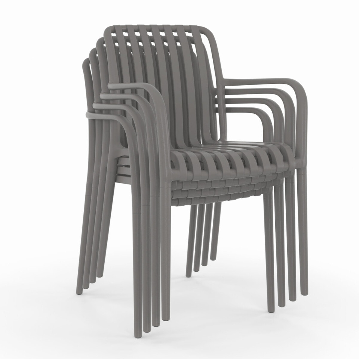 Chaises de jardin empilables Oviedo polypropylène gris - lot de 4