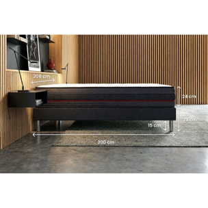 Ensemble Matelas Sommier 200x200 cm - Sommier Blanc (en kit) - Regen