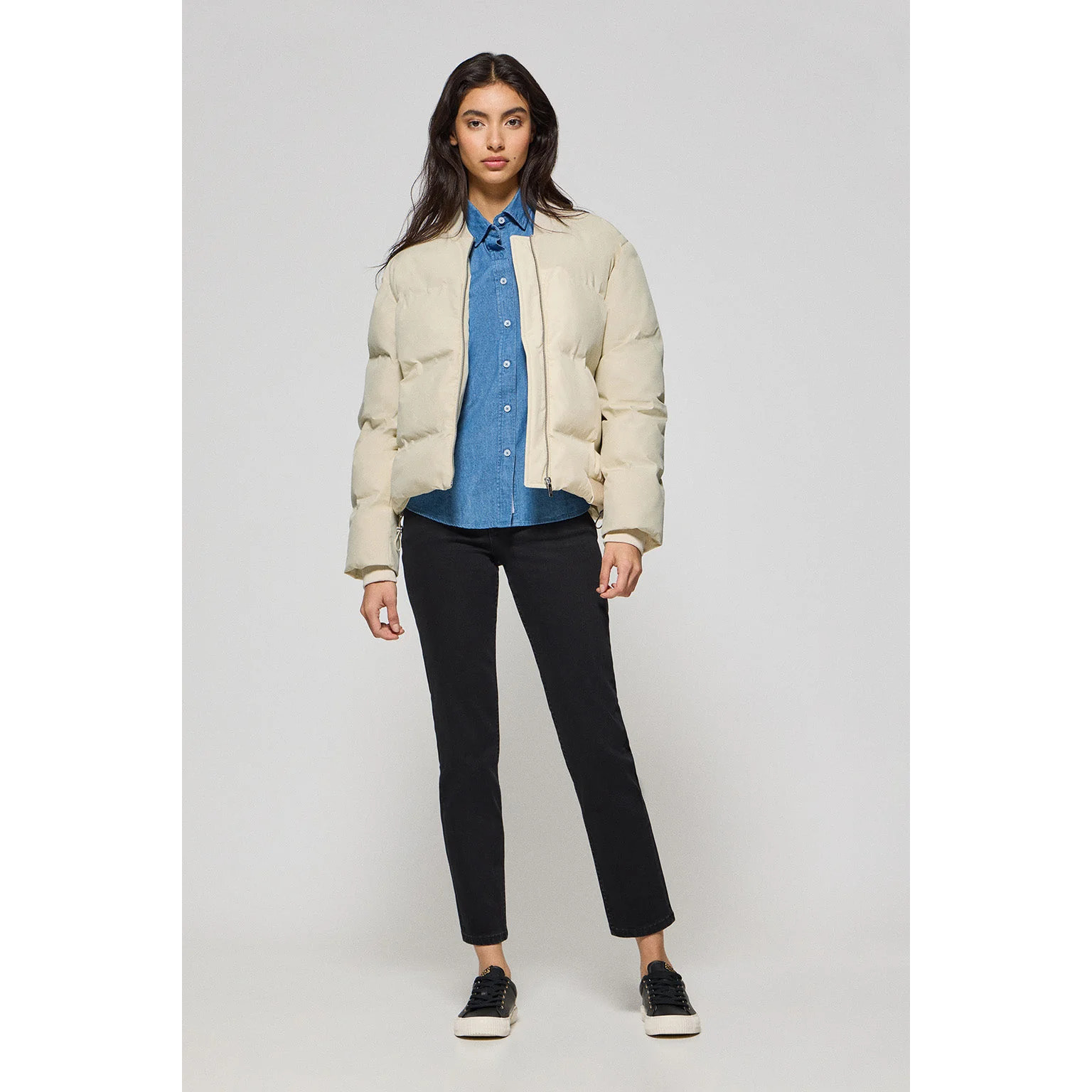 Bomber trapuntato beige Dubai con articolare Polo Club