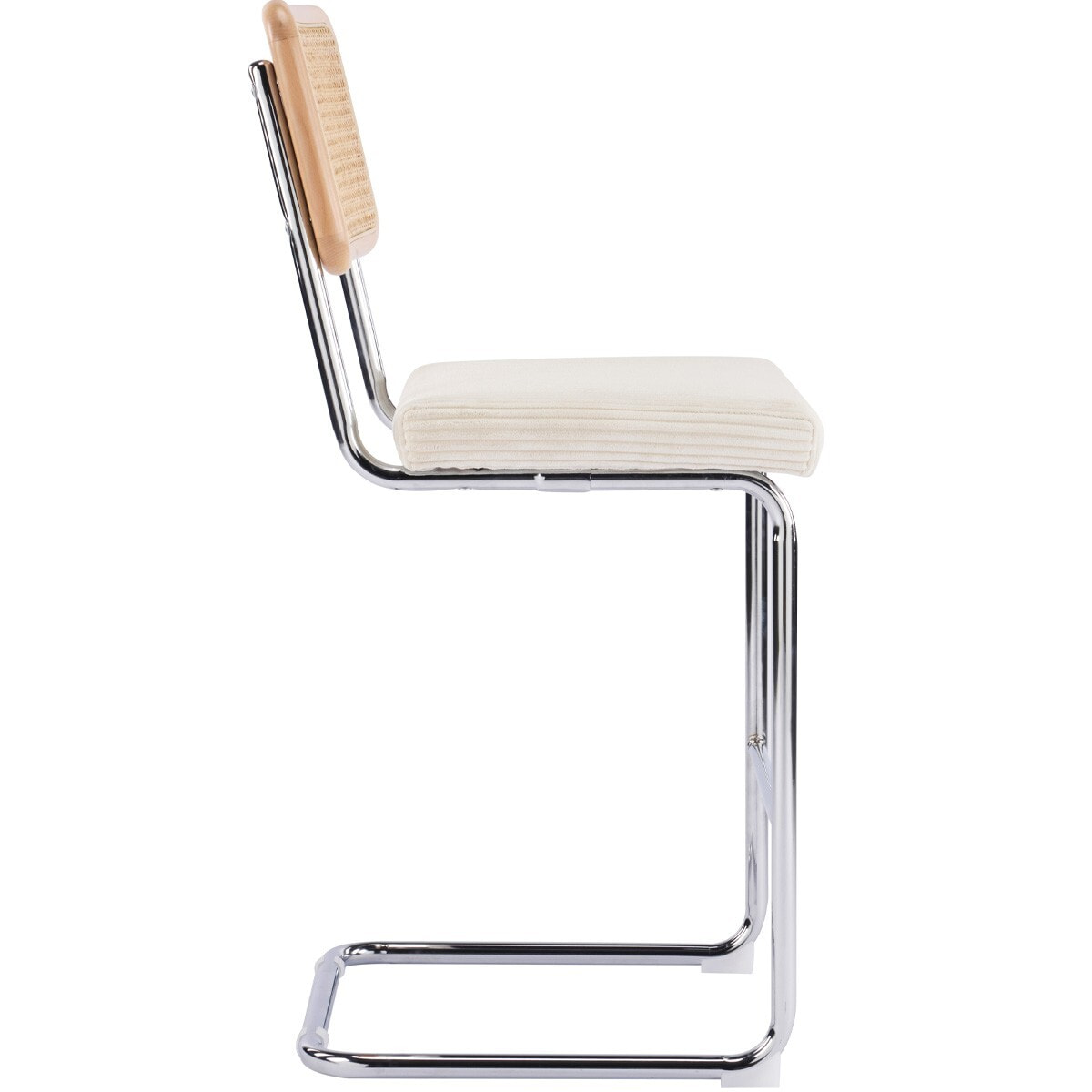 Lot de 2 tabourets de bar en cannage et velours côtelé - MUSE