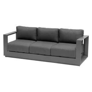 Canapé de jardin "Allure" 3 places graphite & gris zebrano en aluminium traité époxy