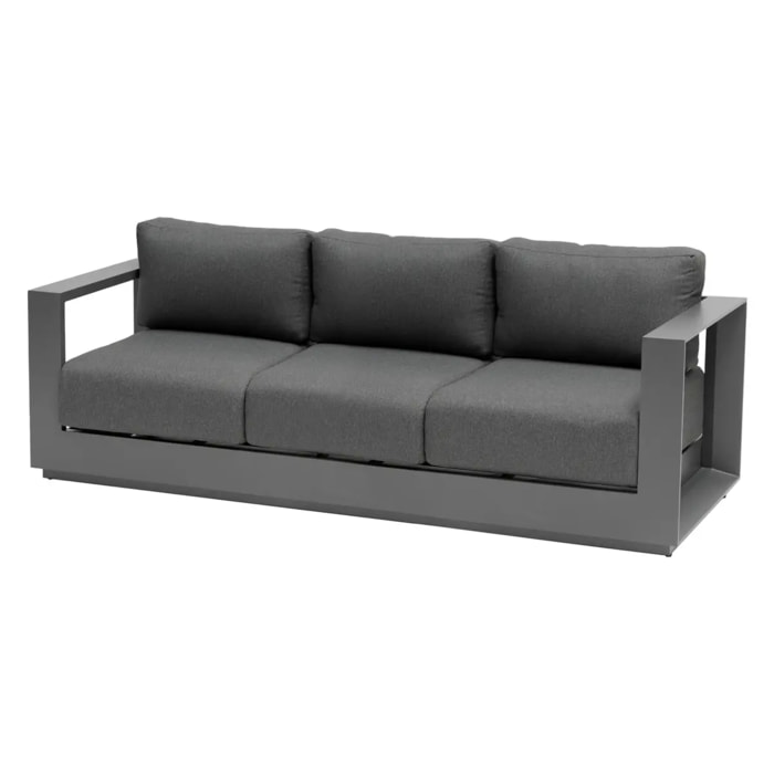 Canapé de jardin "Allure" 3 places graphite & gris zebrano en aluminium traité époxy