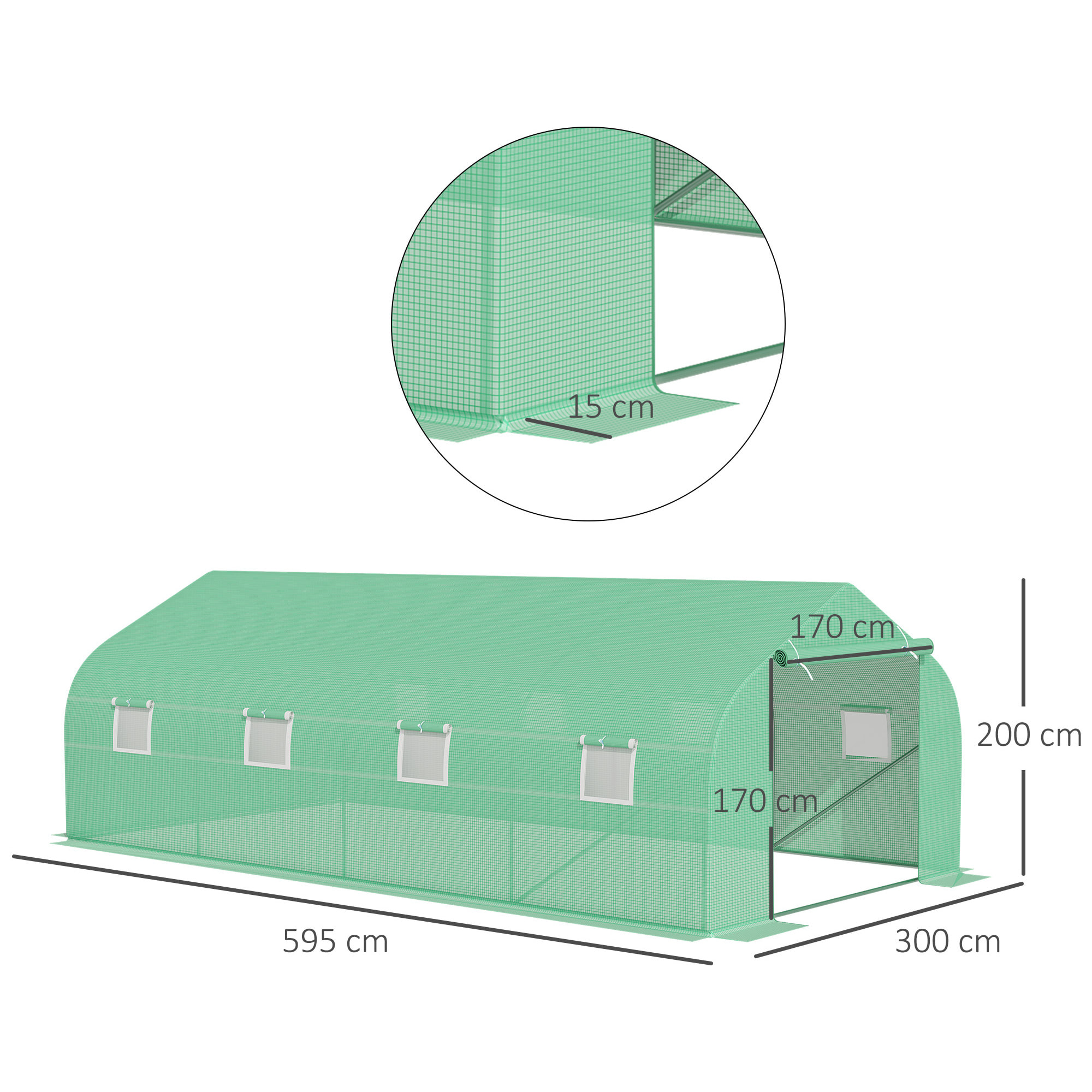 Invernadero de Jardín 600x300x200cm Tipo Túnel para Cultivo Plantas y Verduras