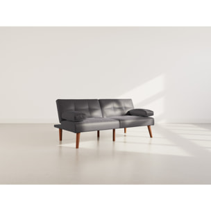 Philae - Canapé convertible clic-clac 2 places - en simili - Noir