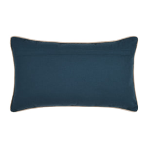 Coussin rectangulaire motif fleuri - Bleu Marine