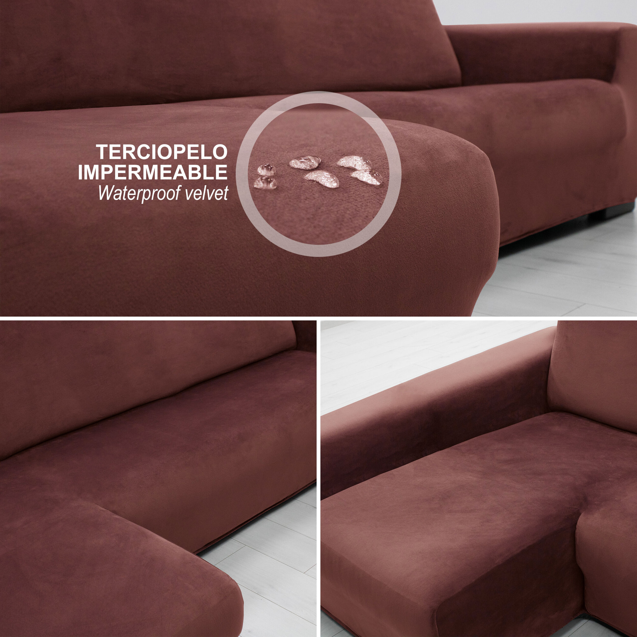 Funda TERCIOPELO ANTI MANCHAS Multi elástica para CHAISE LONGUE modelo VERONICA
