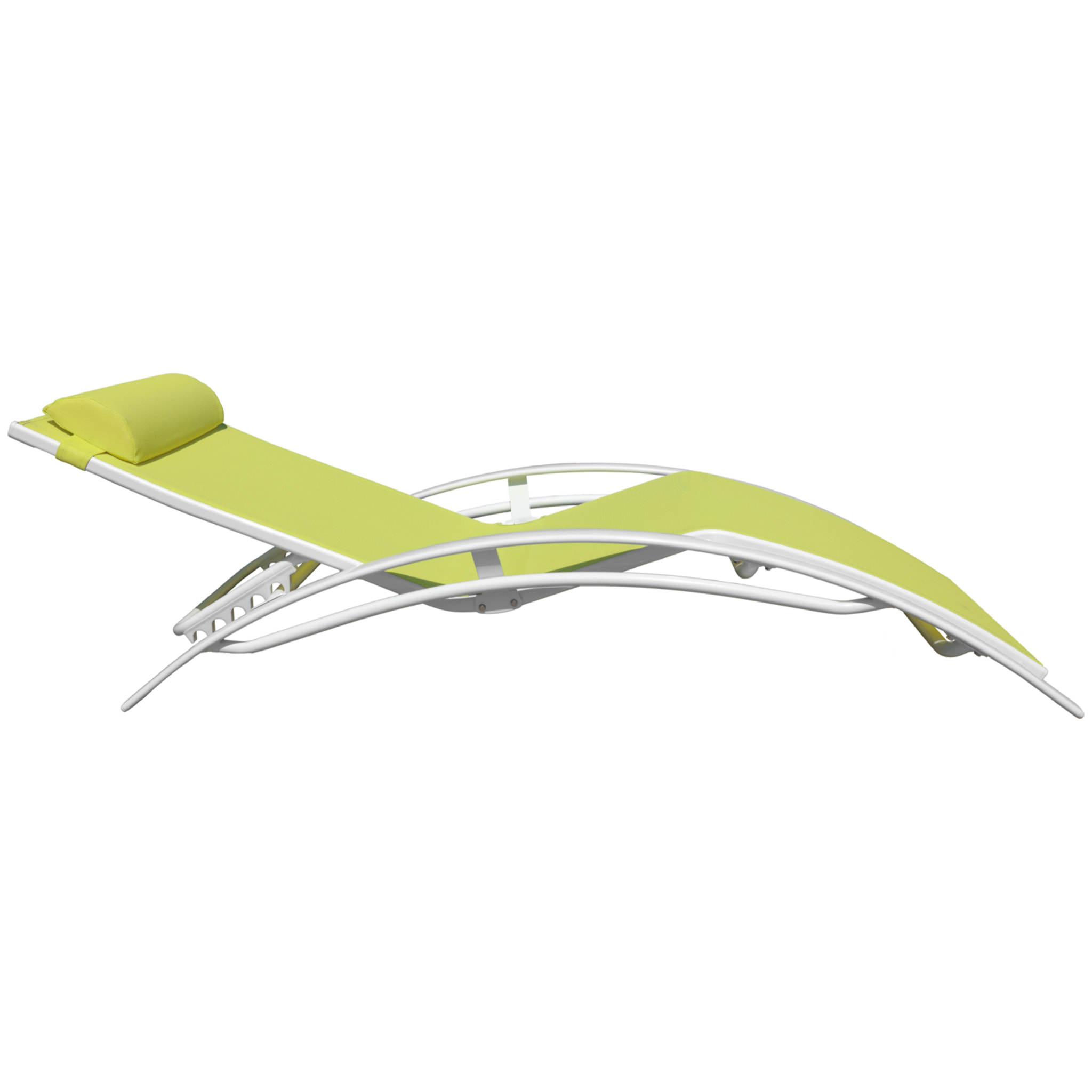 Lot de 2 transats GALAPAGOS en textilène vert - aluminium blanc