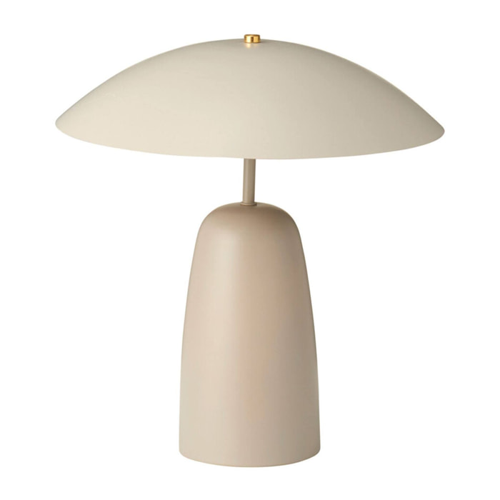 Lámpara de mesa en hierro de Color Arena roto con pantalla Redonda Ø31x39cm