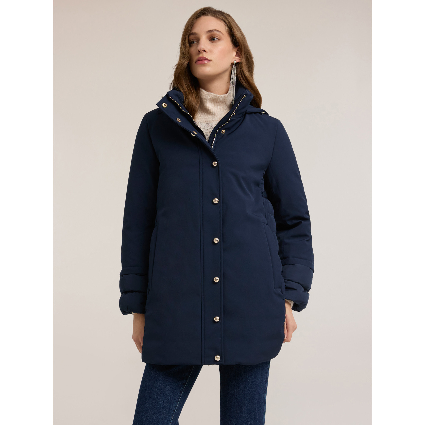 Motivi - Plumífero con capucha desmontable - Azul