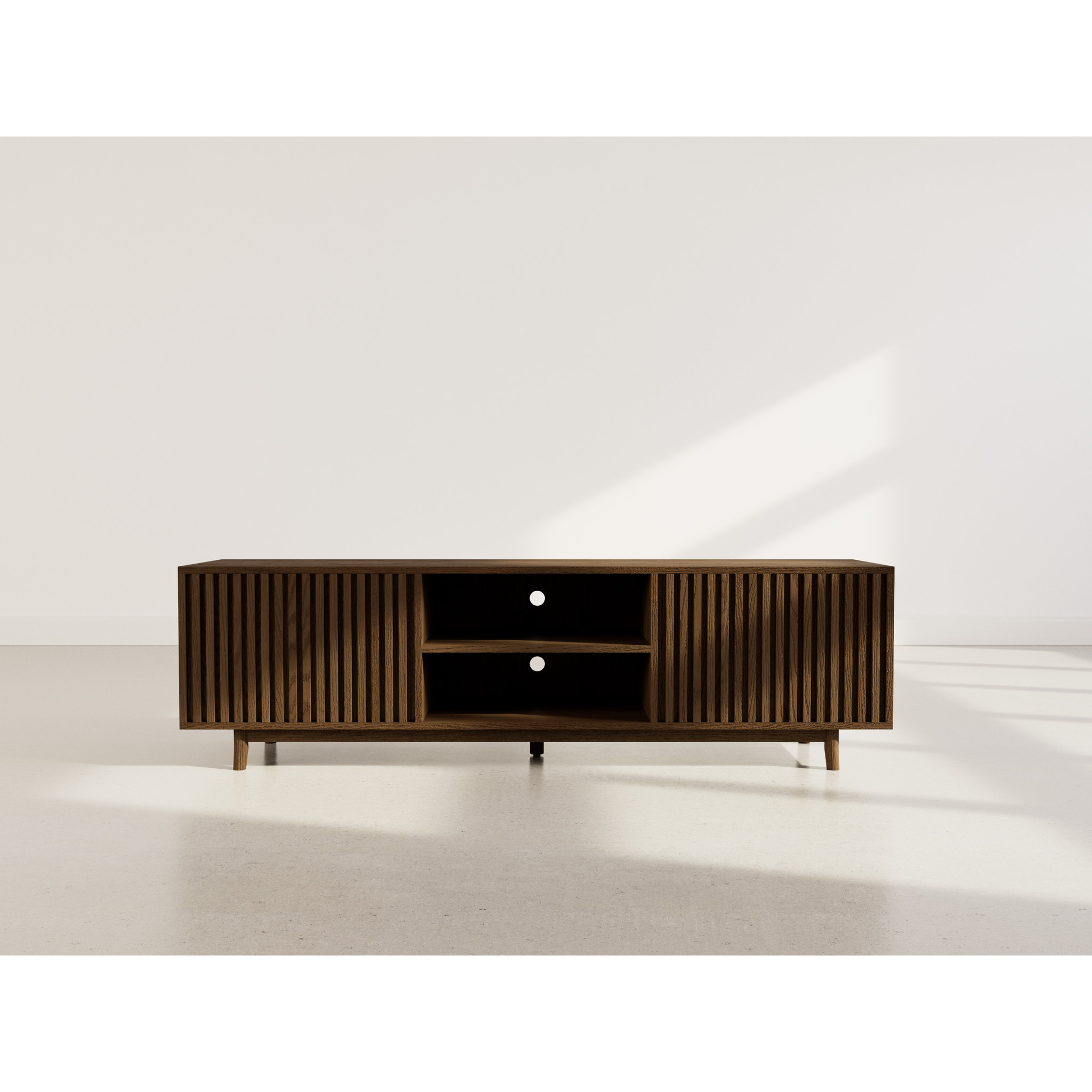 Freya - meuble tv 180 cm - 2 portes et 2 niches - Marron