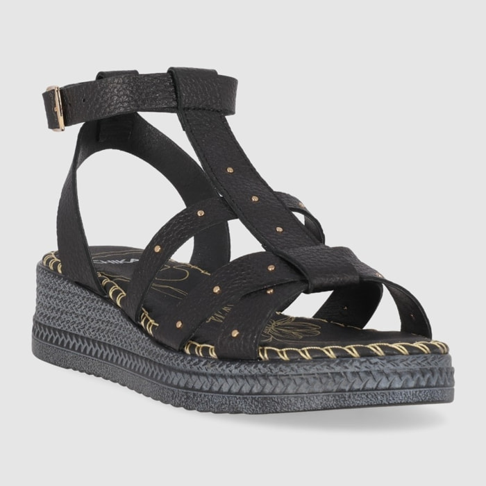 Sandalias de Piel - Negro - Tacón: 5 cm
