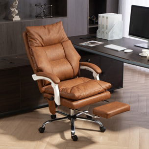 Fauteuil bureau manager inclinable repose-pieds rétractable camel vieilli
