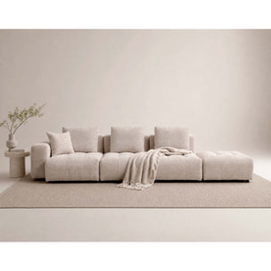 Colette - Canapé modulable d'angle réversible 4 places en velours texturé - Beige