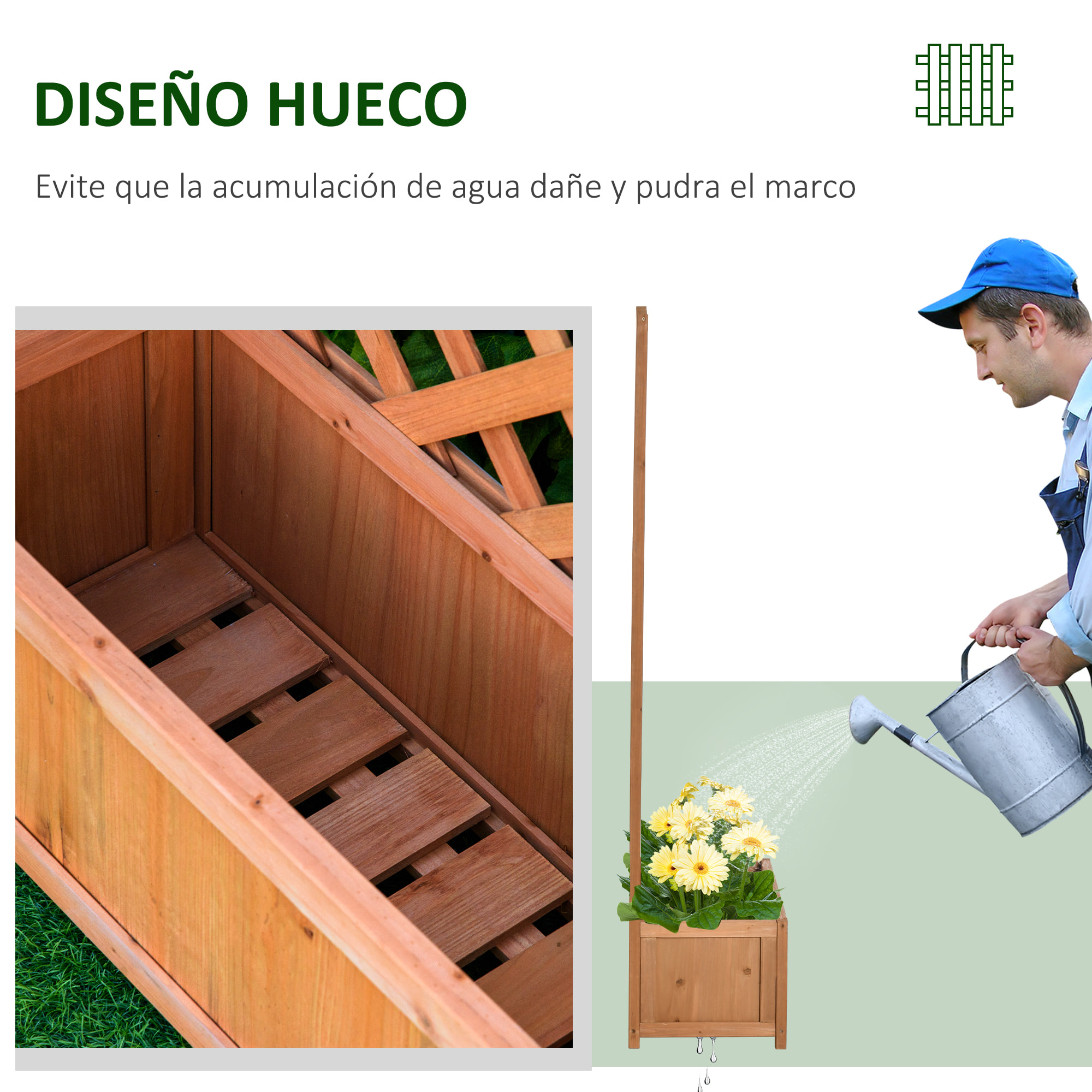 Jardinera con Enrejado Madera Arriate para Trepadora Flores 76x36x170 cm Marrón