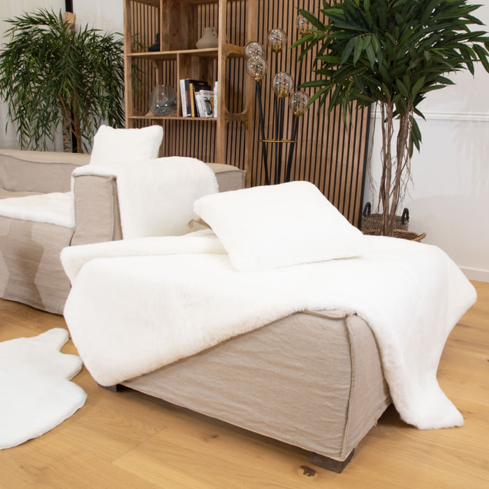Coussin tout doux imitation fourrure - Ecru