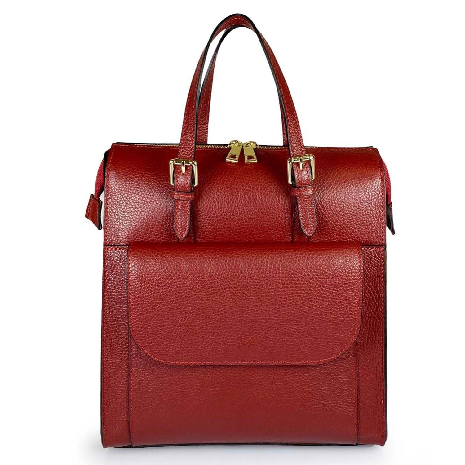 Borse Donna colore Rosso-in pelle Made in Italy 27 x 31 x 13cm