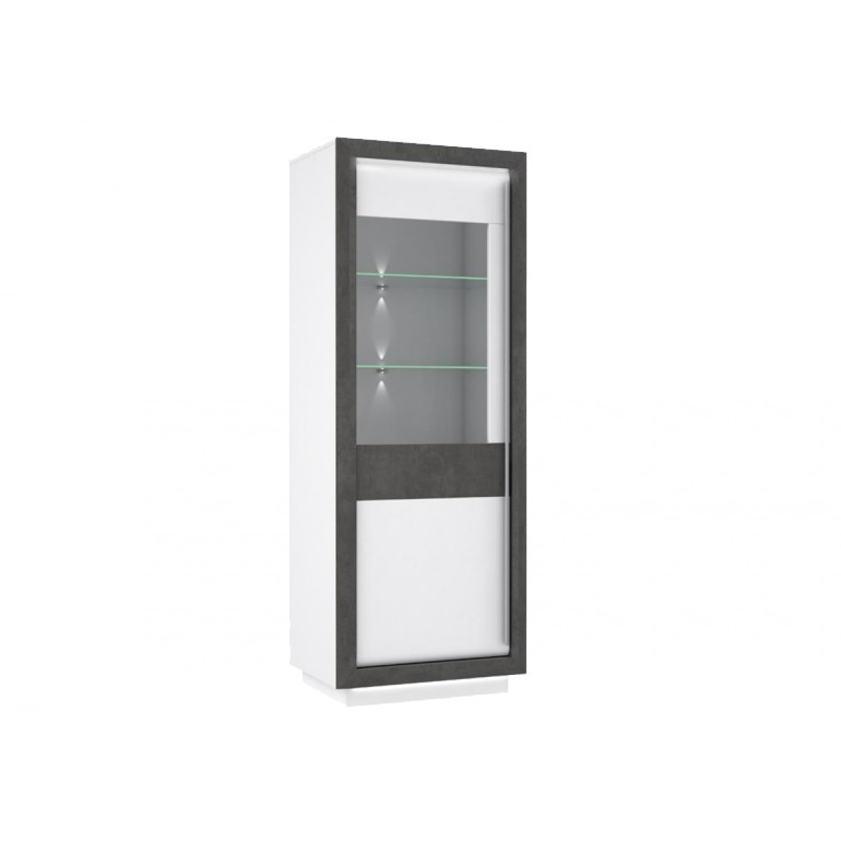 Vitrine 1 porte blanche & effet béton gris - MONACO
