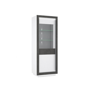 Vitrine 1 porte blanche & effet béton gris - MONACO