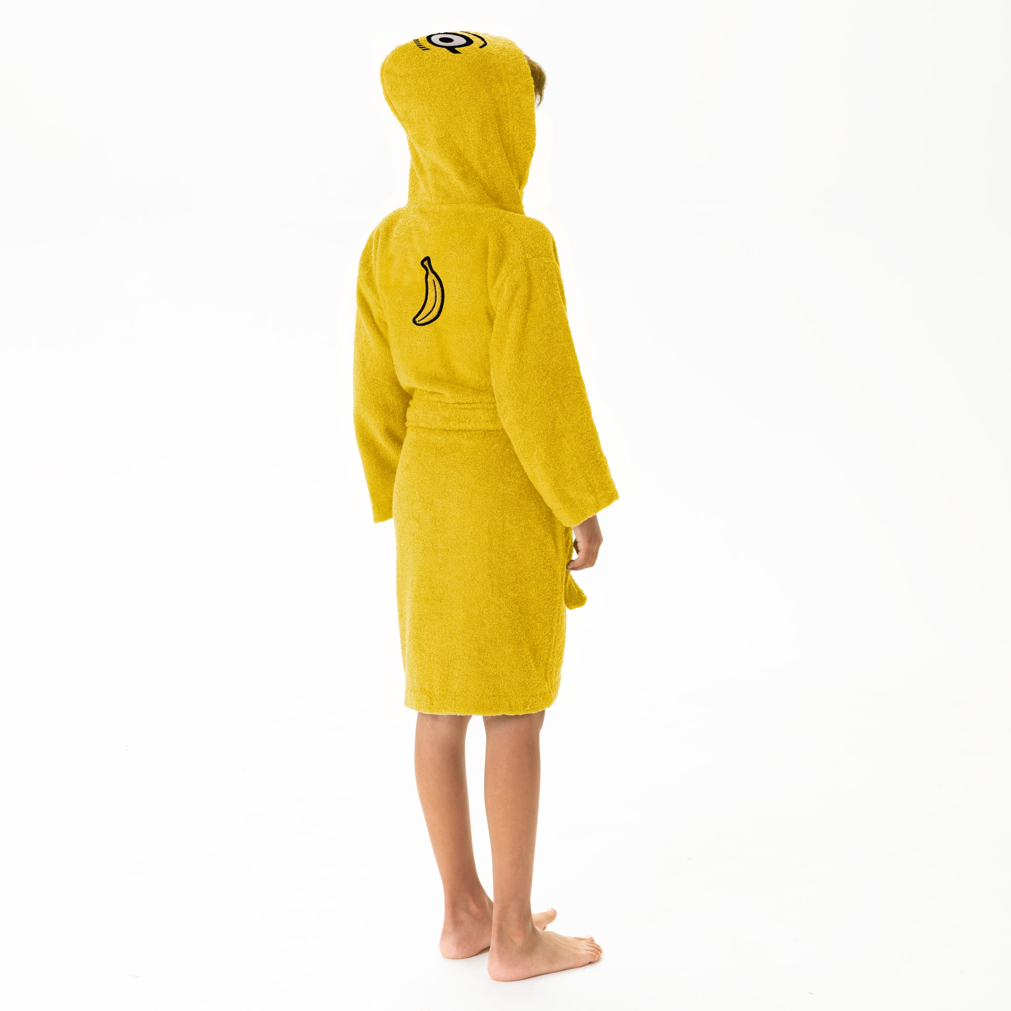 Peignoir enfant à capuche brodé bouclette 100% coton, LES MINIONS BANANA