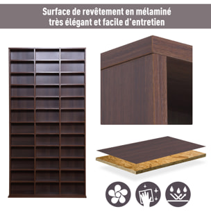 Étagère rangement CD/DVD meuble de rangement pour 1116 CDs 33 compartiments réglables en hauteur 102 x 24 x 195 cm marron