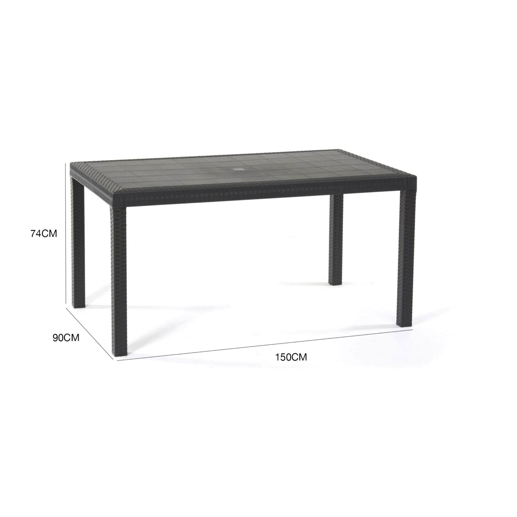 Tavolo da esterno Adila, Base per picnic, Piano da pranzo da giardino, Banco outdoor multiuso, Made in Italy, 150x90 h74 cm, Antracite