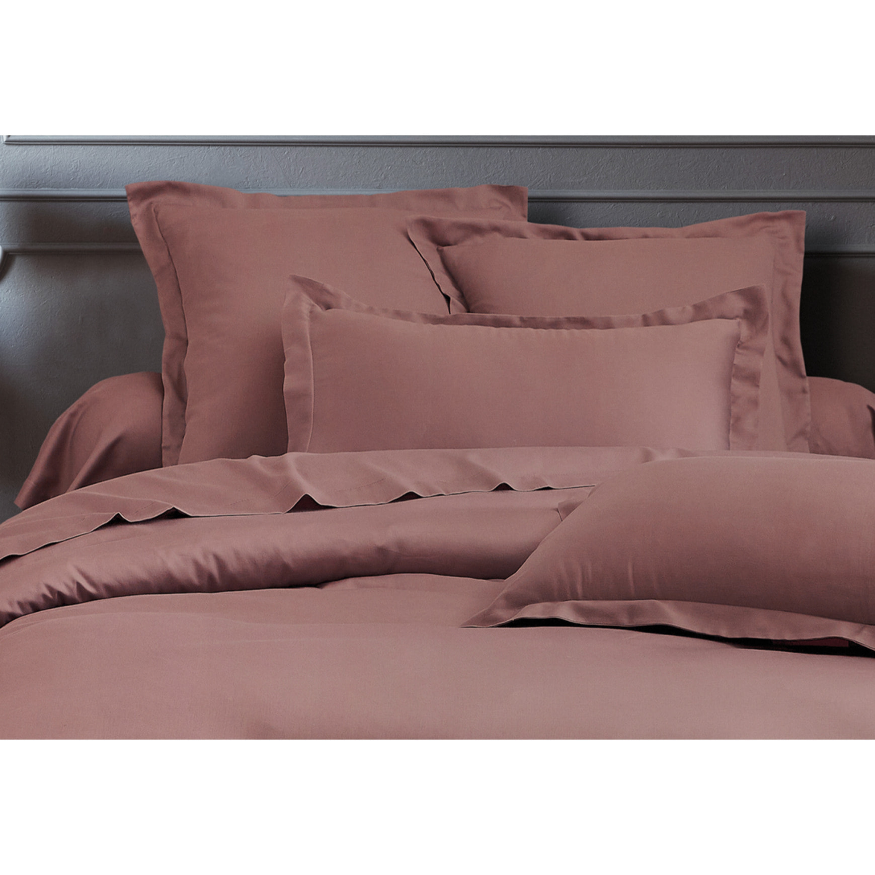 Parure housse de couette en satin de coton rose