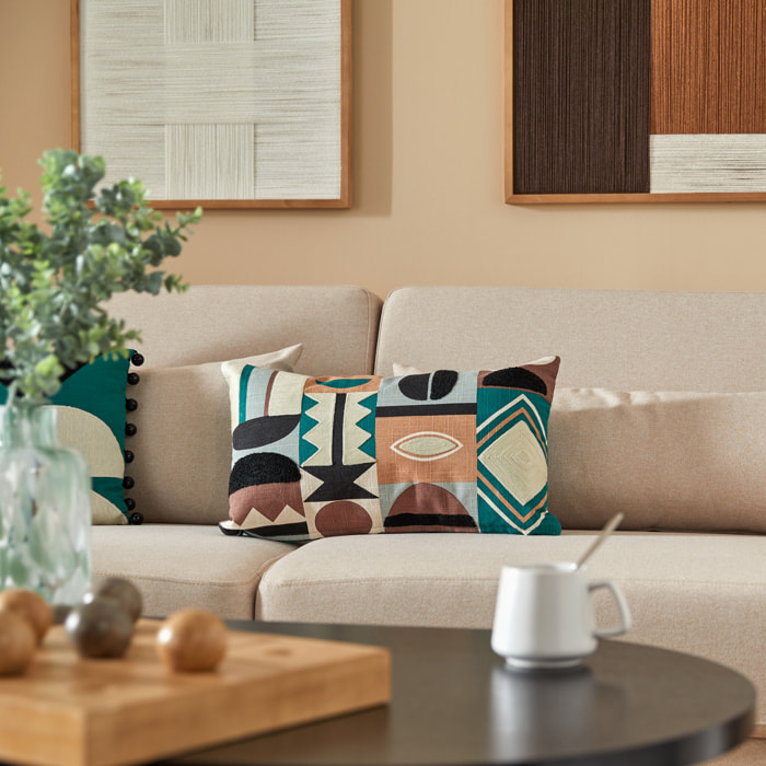 Coussin brodé "Malakite" vert 30x50cm