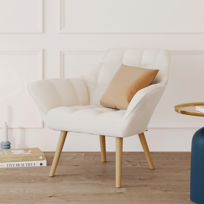 Fauteuil en tissu bouclé blanc - Simba