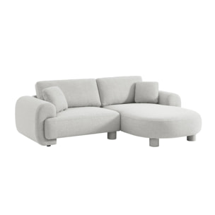 Canapé d'angle droite 3 places tissu gris clair. pieds ronds L 231 x P 160 / 88 cm - Zenio