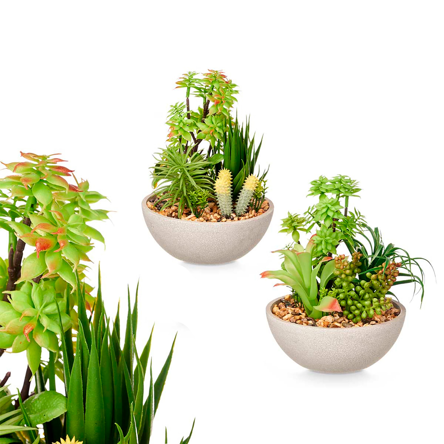 Pacco di 2 vasi rotondi con pietre assortite 2 design