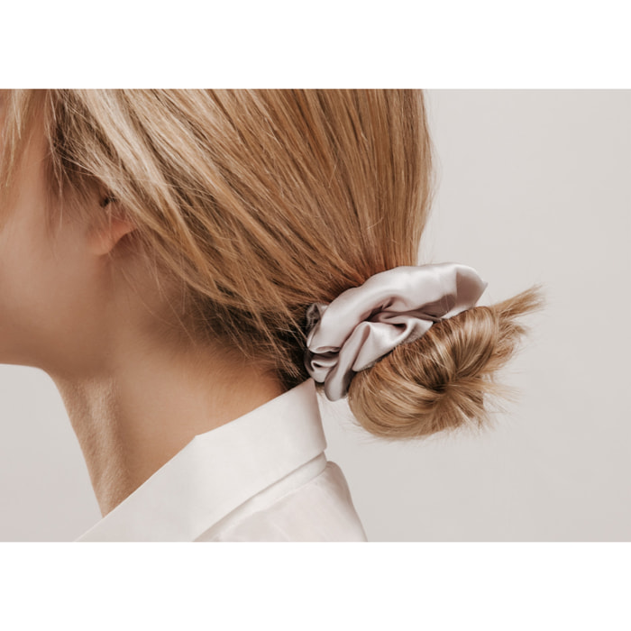 Scrunchies Elastico Capelli 100% Seta Tinta Unita Tortora