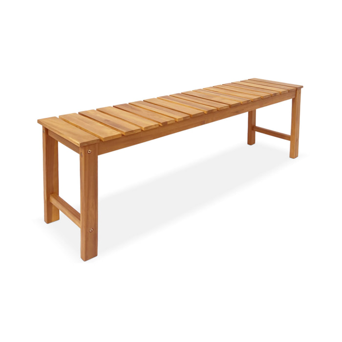 Banc 2 - 3 places en acacia du Vietnam. bois clair. intérieur / extérieur. 140cm