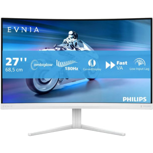 Ecran PC Gamer PHILIPS Evnia 27M2C5201L 27" Incurvé Full HD 180Hz Rapid VA HDR10 Ambiglow