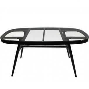 Table de jardin plateau en verre trempé et piétement en métal brossé - TAHITI