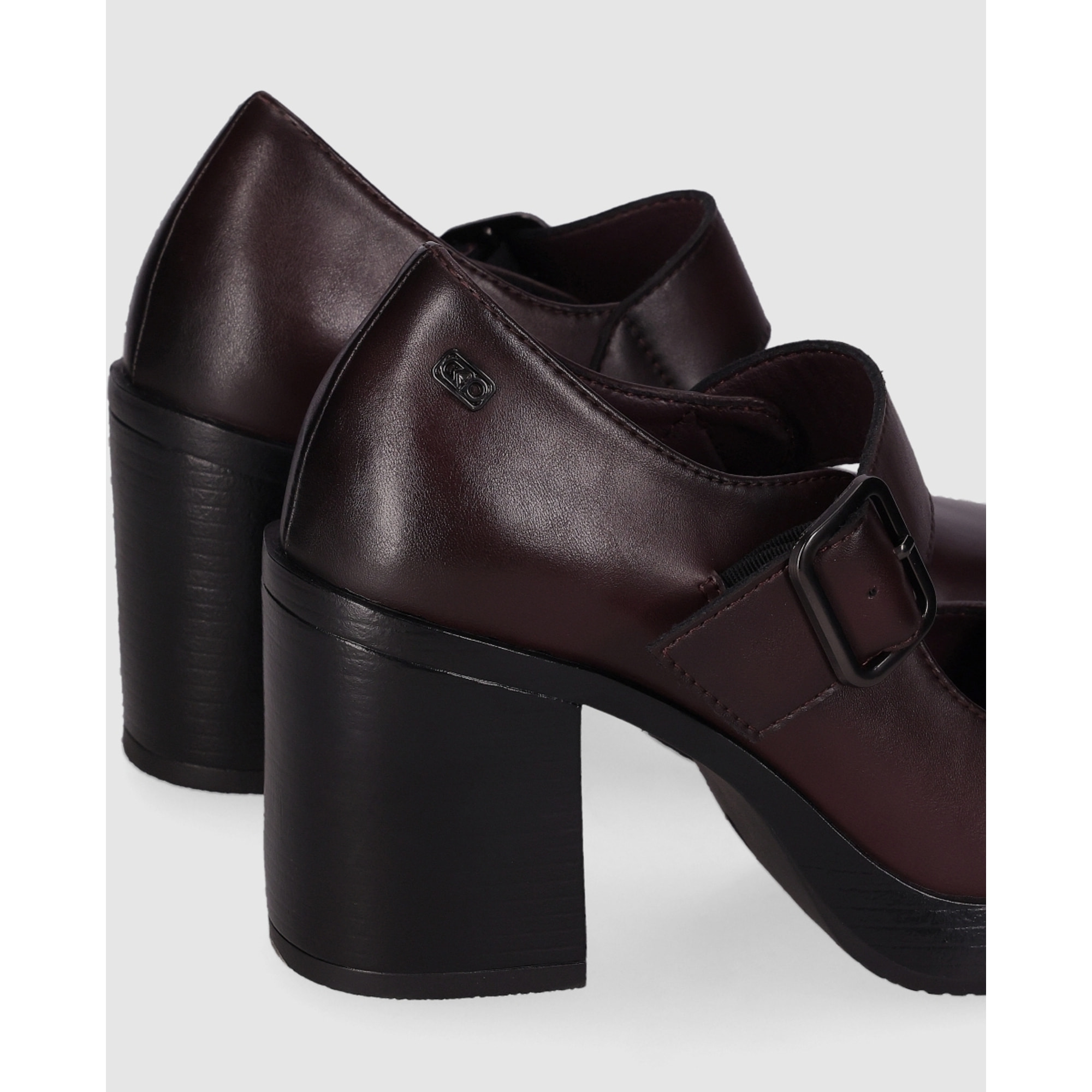 Zapatos de Piel - Vino - Tacón: 6 cm